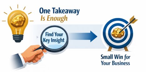 Sandra Rathe Mastering Luxury concept showing one key insight leading to small business wins with lightbulb and target visuals