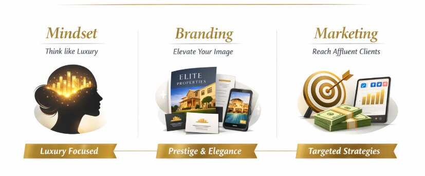 Sandra Rathe Mastering Luxury framework illustrating mindset, branding, and marketing pillars for reaching high-net-worth real estate clients (2)